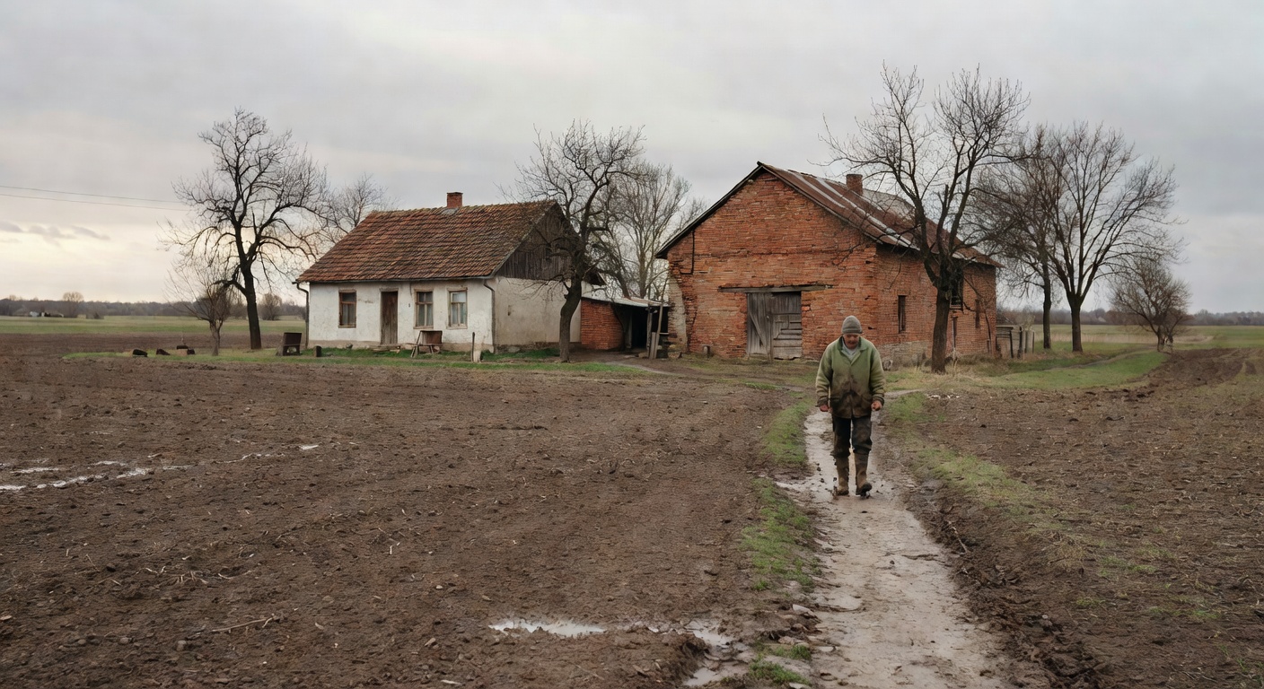 Małe polskie gospodarstwo rolne wiosną — typowe dla beneficjentów dotacji ARiMR